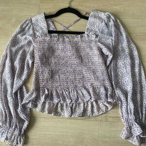 Cropped Floral Blouse Size Medium